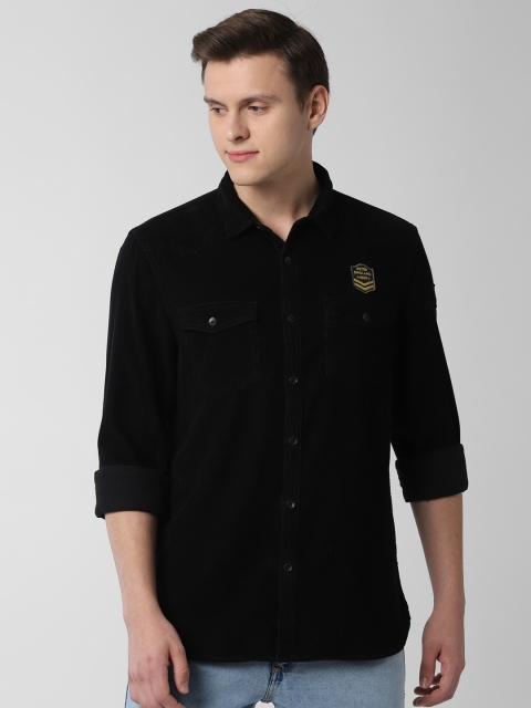 

Peter England Casuals Men Black Slim Fit Solid Casual Shirt