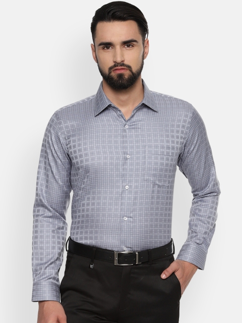 

Van Heusen Men Grey Slim Fit Checked Formal Shirt