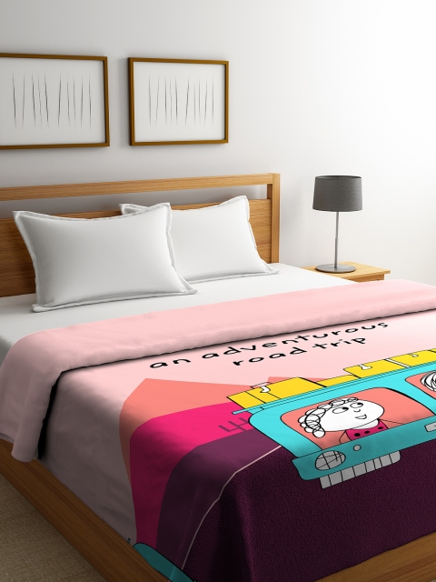 

Portico New York Pink Cartoon Characters AC Room 280 GSM Double Bed Blanket