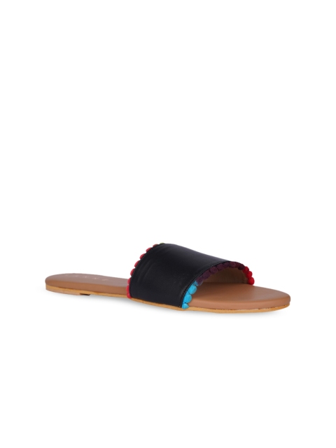 

MSC Women Black Solid Open Toe Flats