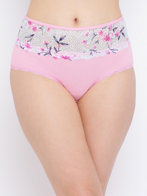 

Clovia Women Pink Solid High Rise Lace Hipster Briefs PN3301P22S