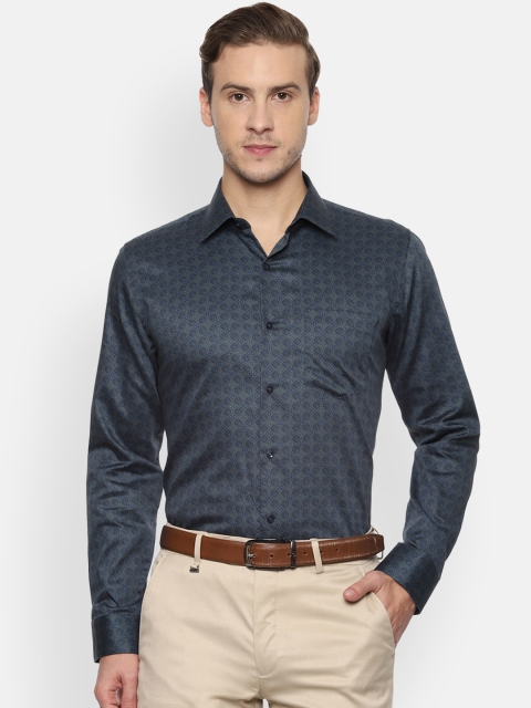 

Van Heusen Men Grey & Blue Slim Fit Printed Formal Shirt