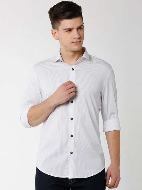 

Peter England Men White & Black Slim Fit Striped Casual Shirt