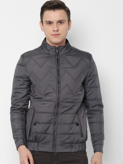 

People Men Grey Solid Puffer Jacket