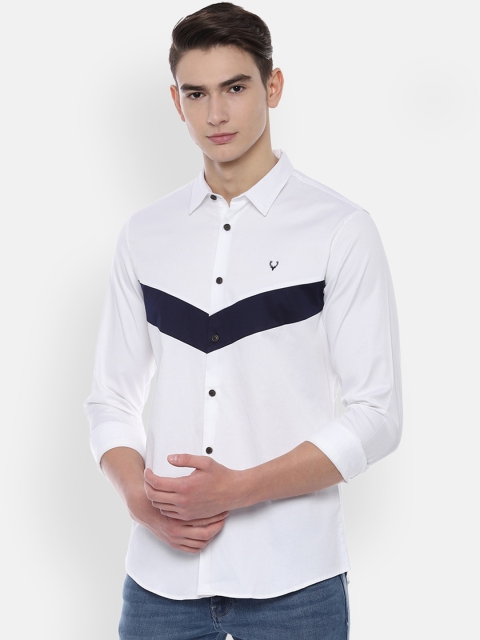 

Solly Jeans Co. Men White & Blue Regular Fit Striped Casual Shirt