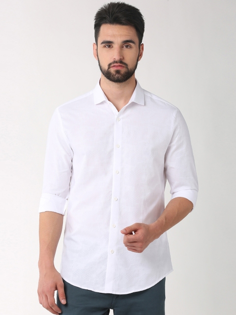 

Peter England Men White Slim Fit Solid Casual Shirt