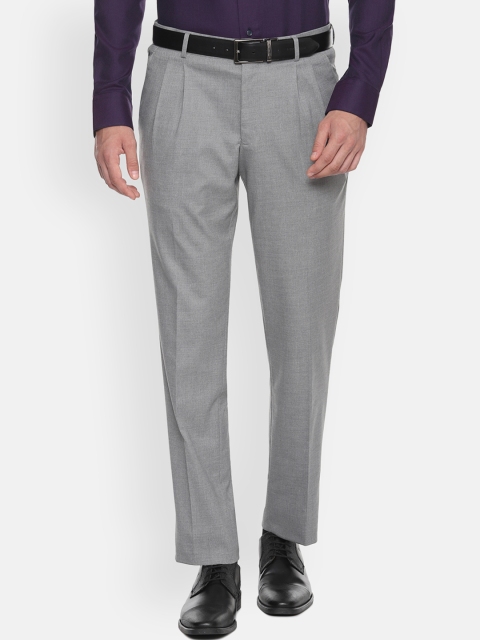 

Louis Philippe Men Grey Regular Fit Solid Formal Trousers