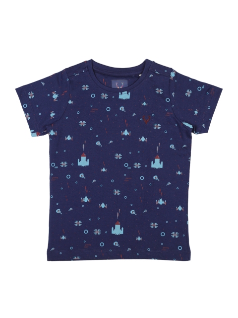 

Allen Solly Junior Boys Navy Blue Printed Round Neck T-shirt