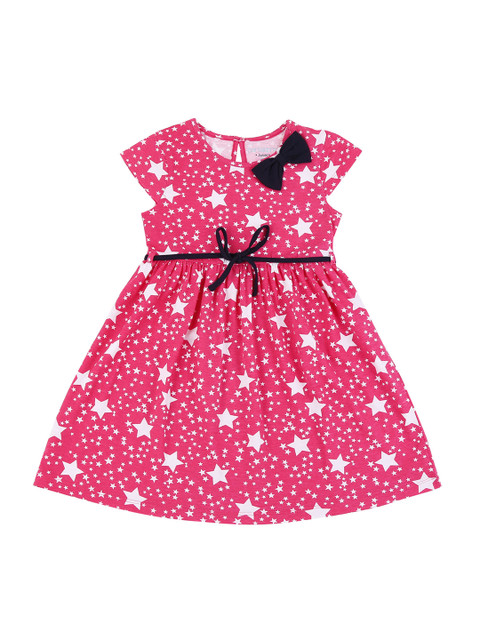 

Pantaloons Junior Girls Fuchsia Pink Printed Fit and Flare Dress