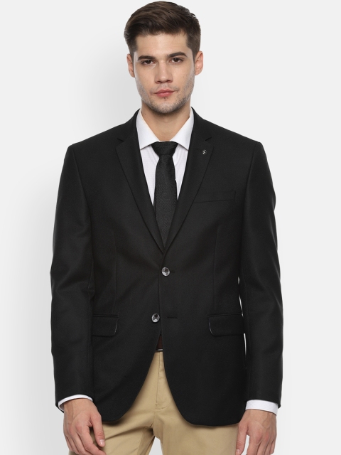 

Van Heusen Men Black Solid Slim-Fit Single-Breasted Blazer