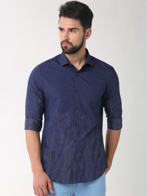 

Peter England Men Navy Blue Slim Fit Printed Casual Shirt