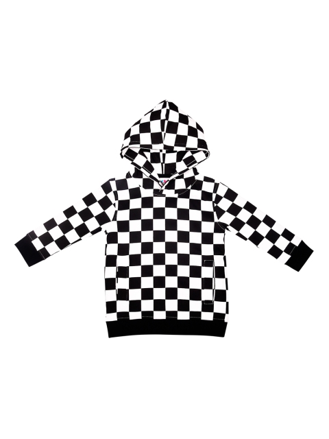 

ventra Boys White & Black Checked Hooded Sweatshirt