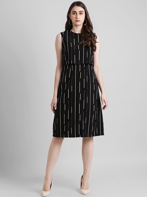 

Zink London Women Striped Black Fit and Flare Dress