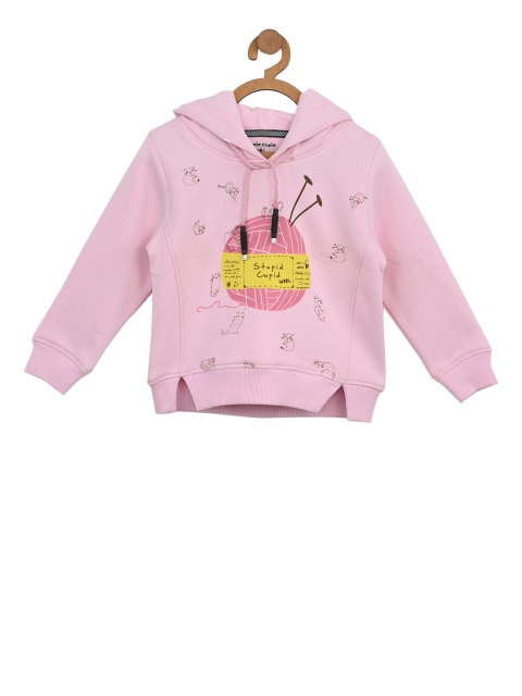 

Stupid Cupid Girls Pink Printed Hooded Sweatshirt