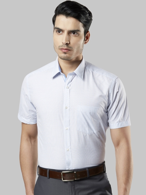

Next Look Men White & Blue Regular Fit Checked Formal Shirt