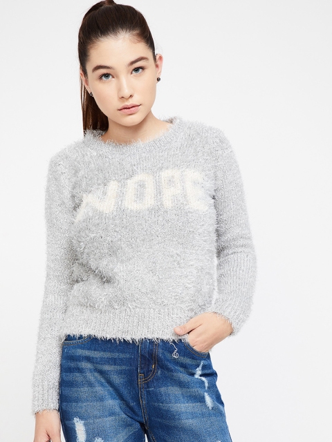 

Ginger by Lifestyle Women Grey Self Design Sweater