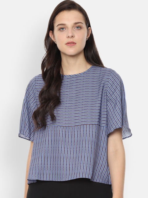 

Van Heusen Woman Women Blue Striped A-Line Top