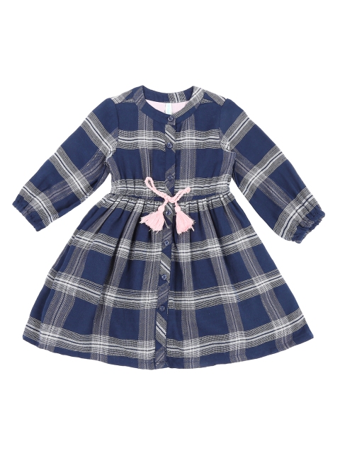 

Pantaloons Baby Girls Checked Navy Blue Fit and Flare Dress
