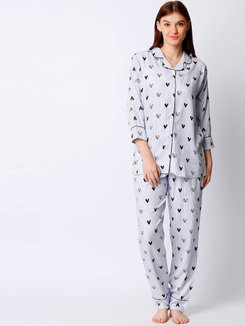 

I like me Women Blue & Navy Blue Striped Night Suit ILM-WFO-9114-BE