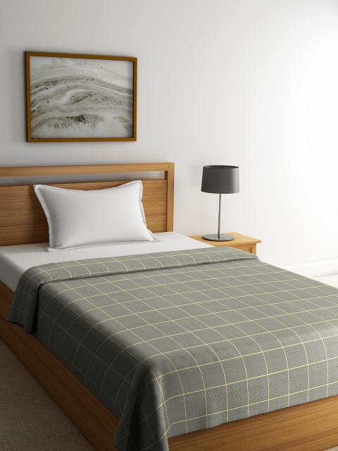 

Portico New York Grey Checked AC Room 150 GSM Single Bed Blanket