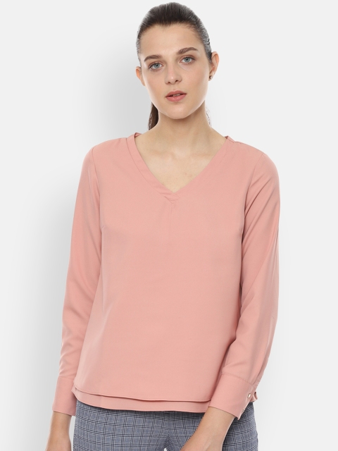 

Van Heusen Woman Women Peach-Coloured Solid Top