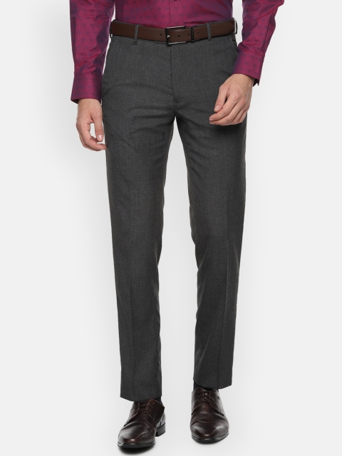 

Van Heusen Men Grey Slim Fit Self Design Formal Trousers