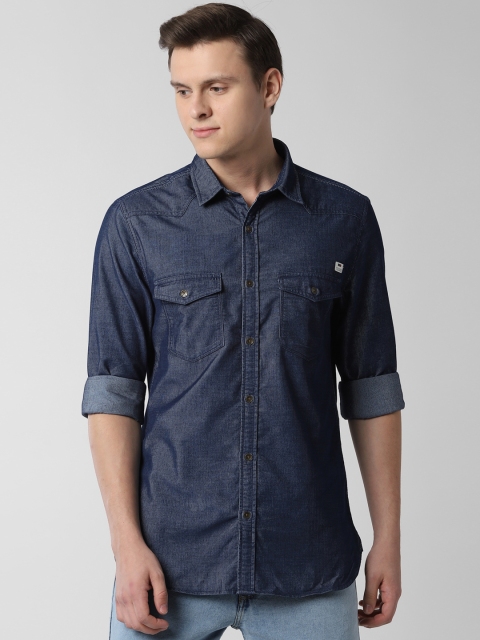 

Peter England Casuals Men Navy Blue Slim Fit Self Design Casual Shirt