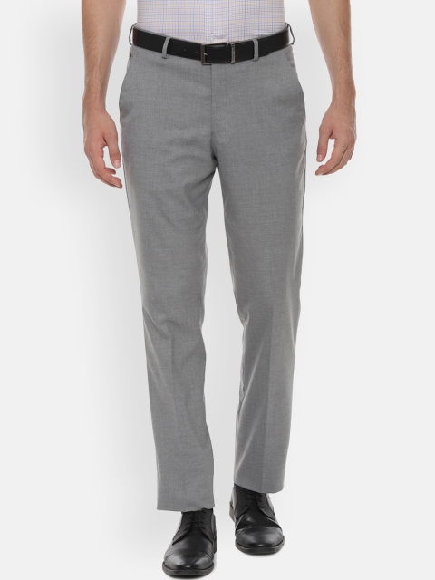 

Louis Philippe Men Grey Slim Fit Solid Formal Trousers