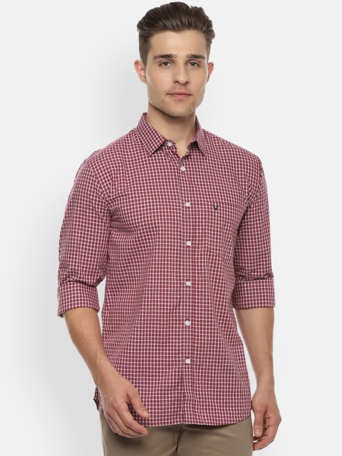 

Allen Solly Men Maroon & White Slim Fit Checked Casual Shirt