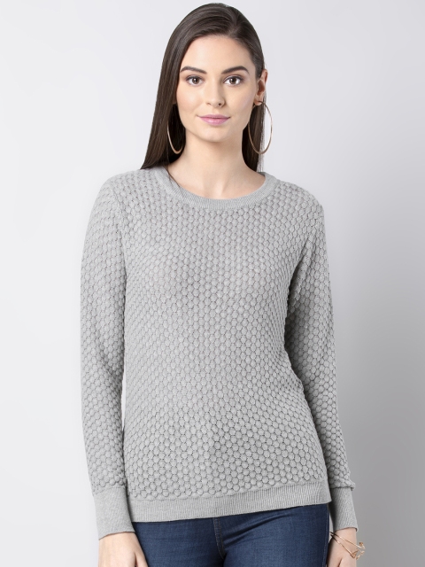

FabAlley Women Grey Self Design Sweater