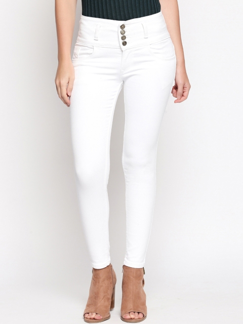 

fungus Women White Slim Fit High-Rise Clean Look Stretchable Jeans