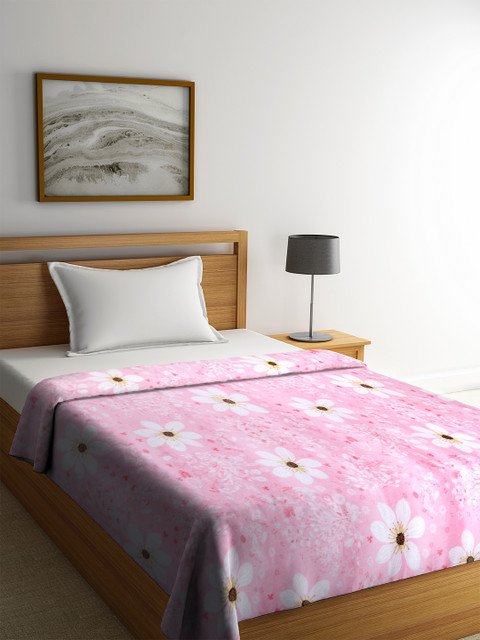 

Portico New York Pink & White Floral AC Room 210 GSM Single Bed Blanket