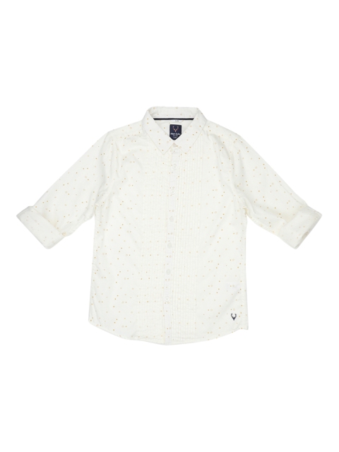 

Allen Solly Junior Boys Cream-Coloured & Yellow Regular Fit Printed Casual Shirt