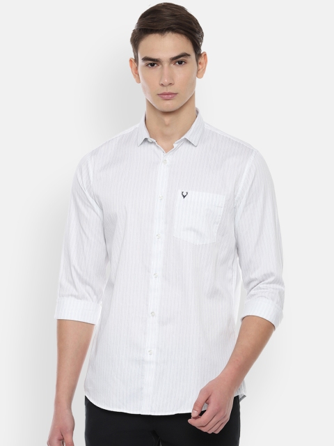 

Allen Solly Men White Slim Fit Striped Casual Shirt