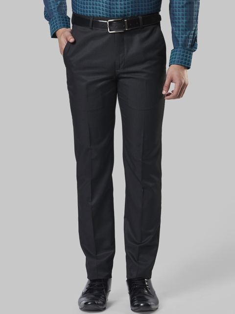 Next Look Men Black Regular Fit Solid Formal Trousers