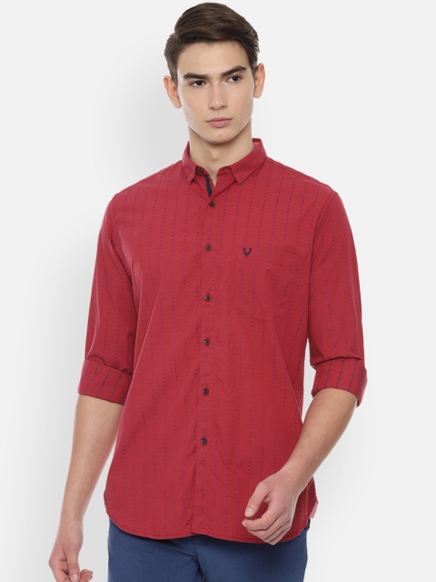

Allen Solly Men Red & Navy Blue Slim Fit Striped Casual Shirt