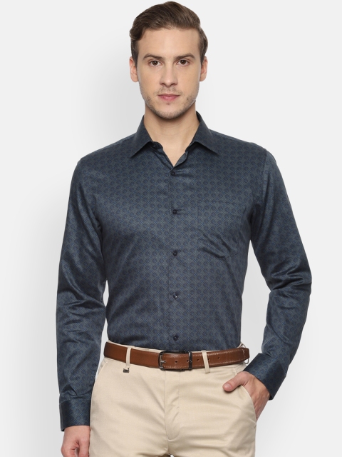 

Van Heusen Men Grey & Blue Slim Fit Printed Formal Shirt