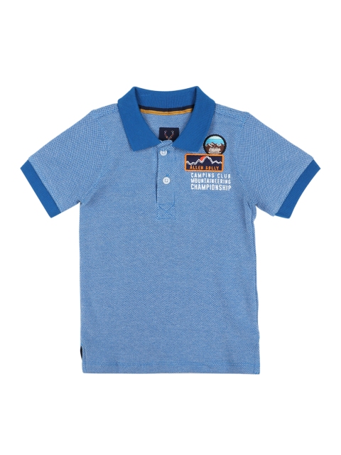 

Allen Solly Junior Boys Blue Self Design Polo Collar T-shirt