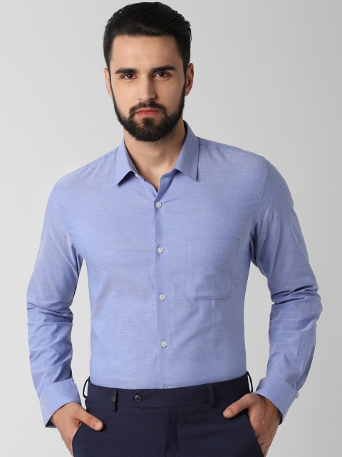 

Peter England Men Blue Slim Fit Self Design Formal Shirt