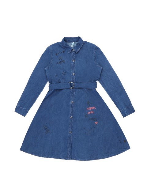 

Pantaloons Junior Girls Solid Blue Shirt Dress