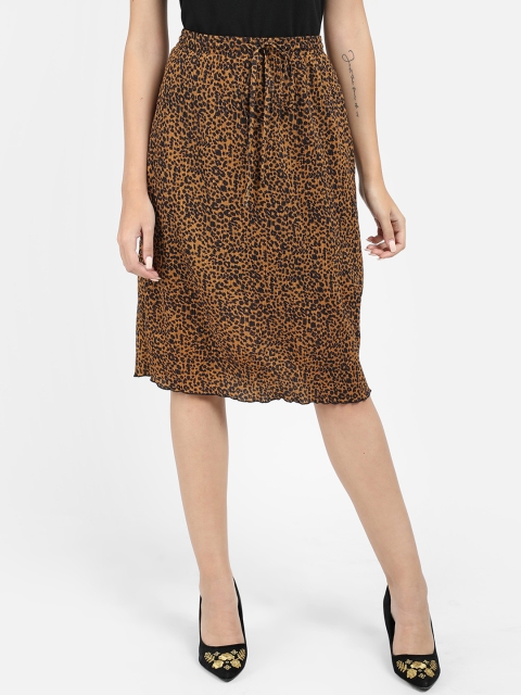 

COVER STORY Women Mustard & Black Printed A-Line Skirt