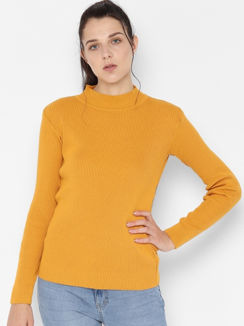 

People Women Yellow Ribbed Sweater