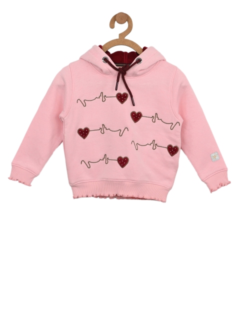 

Stupid Cupid Girls Pink Embroidered Hooded Sweatshirt