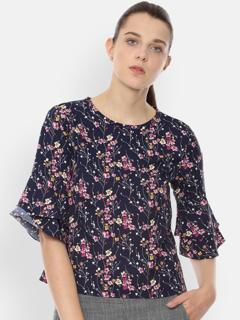 van-heusen-woman-women-navy-blue-printed-a-line-top