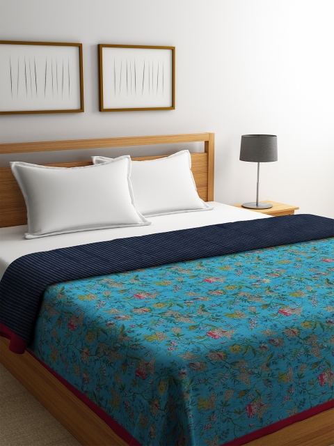 

Rajasthan Decor Blue Ethnic Motifs Mild Winter 120 GSM Double Bed Quilt