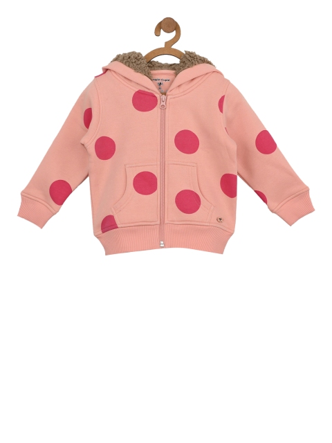 

Stupid Cupid Girls Peach-Coloured Printed Hooded Sweatshirt