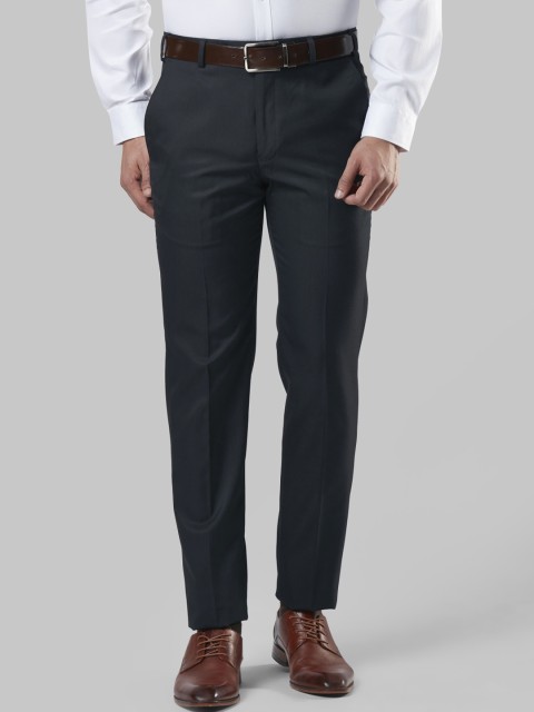

Next Look Men Navy Blue Slim Fit Solid Formal Trousers