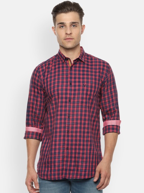 

Allen Solly Men Red & Navy Blue Slim Fit Checked Casual Shirt
