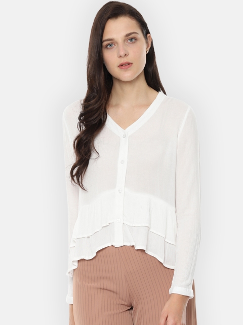 

Van Heusen Woman Women White Solid A-Line Top
