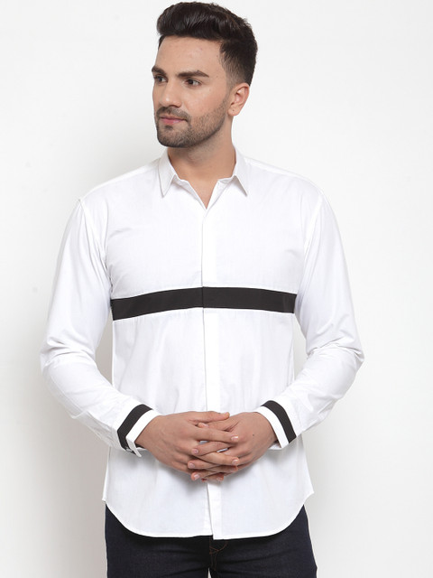 

Zotw Men White Regular Fit Colourblocked Casual Shirt